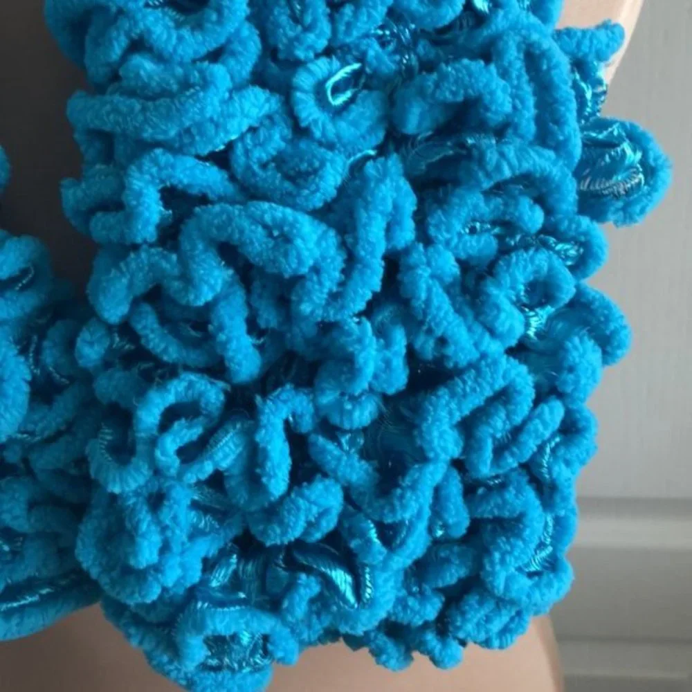 Super soft handmade knitted scarf warmer blue new